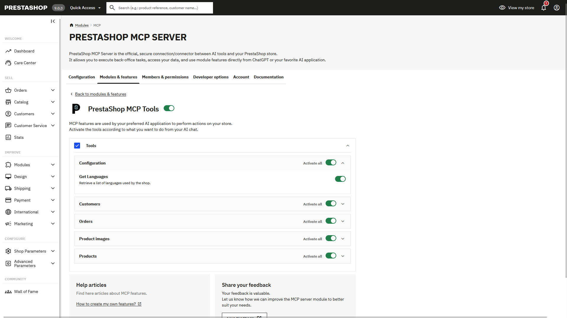 Fonctionnalités de PrestaShop MCP Tools